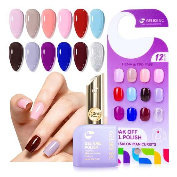 Set de Esmaltes de Gel Gelike ec 12 Colores 16 mL Libre de HEMA y TPO