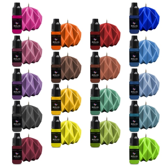 Rolio Liquid Candle Dye - Multi-Color for Candle Making, Soy, Paraffin & Beeswax, Wax Melts & DIY Crafts - 18 Colors, 10ml Dropper Bottles