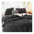 thumbnail image 5 of TiaGOC Black Faux Fur Comforter Set 3 Pieces - 1 Black Shaggy Comforter Set 68x86 and 2 Pillowcases, Ultra Soft and Easy Care Luxury Plush Shaggy Duvet Set, 5 of 9