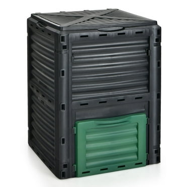 Aimee Lii 80-Gallon Outdoor Composter with Large Openable Lid and Bottom Exit Door, Outdoor Rotating Compost Tumbler Bin for Garden