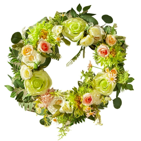 2025 Artificial Summer Spring Wreath, Spring Wreath Colorful Summer Wreath Floral Wreaths, All Seasons Wreaths for Home Wedding Festival Farmhouse Indoor Outdoor Decor