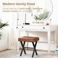 thumbnail image 5 of Dycanpo Vanity Stool with Metal X Legs, Small Ottomans or Footstools for Makeup Room, Reddish Brown Leather, 5 of 11