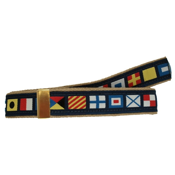 Nautical Code Flag Military Style Belt Khaki Webbing (NO Buckle)