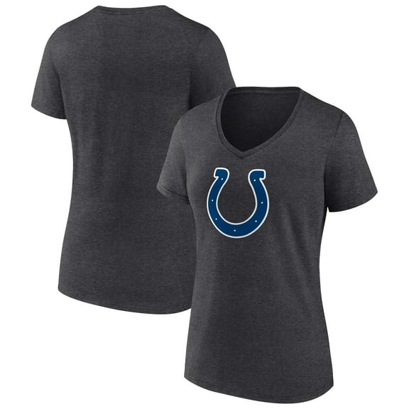 Women's Charcoal Indianapolis Colts Primary Team Logo V-Neck T-Shirt