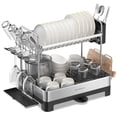thumbnail image 1 of Estante para secar platos SONGMICS de 2 niveles para cocina con caño de desagüe, 1 of 9