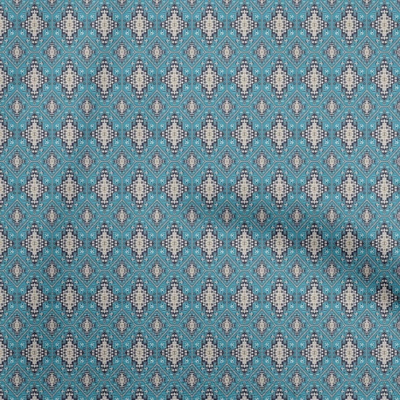 oneOone Viscose Jersey Blue Fabric Asian Kilim Diy Clothing Quilting Fabric Print Fabric By Yard 60 Inch Wide