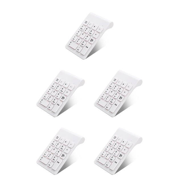 crativent Small-size USB Wireless 18 Keys Keyboard Number Home Use for Laptop Accounting Teller Computer Desktop PC White 5Set