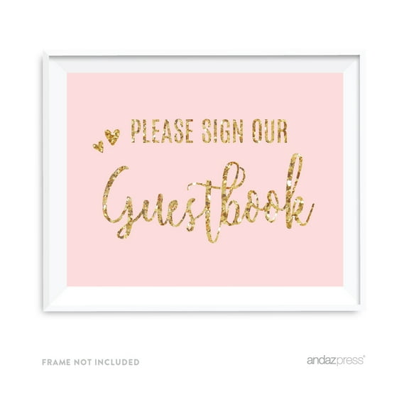 Koyal Wholesale Blush Pink Gold Glitter Our Guestbook Wedding Party Sign