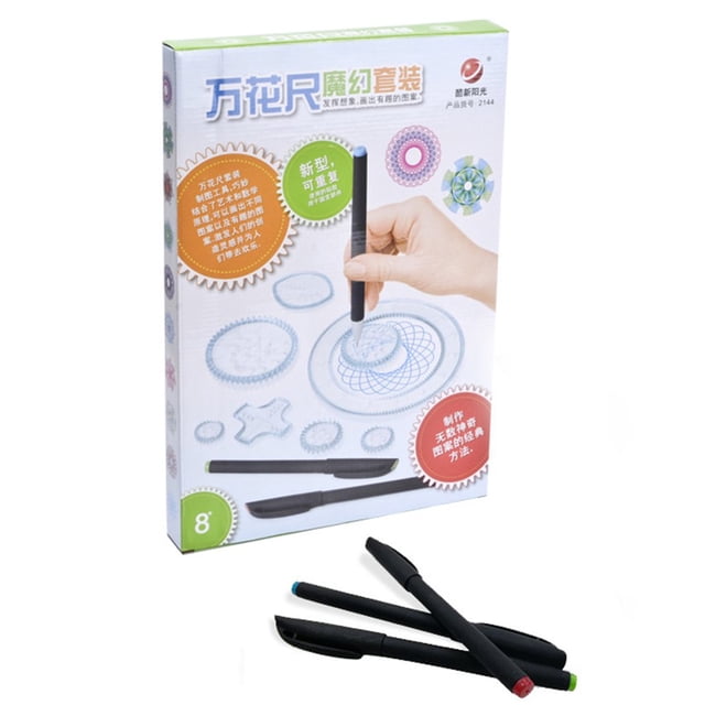 MesaSe Spirale Design Artistique Spirograph Jouets de Dessin DIY Ensemble de Jeu avec Plus d'Accessoires Engrenages Emboîtables Roues Règle