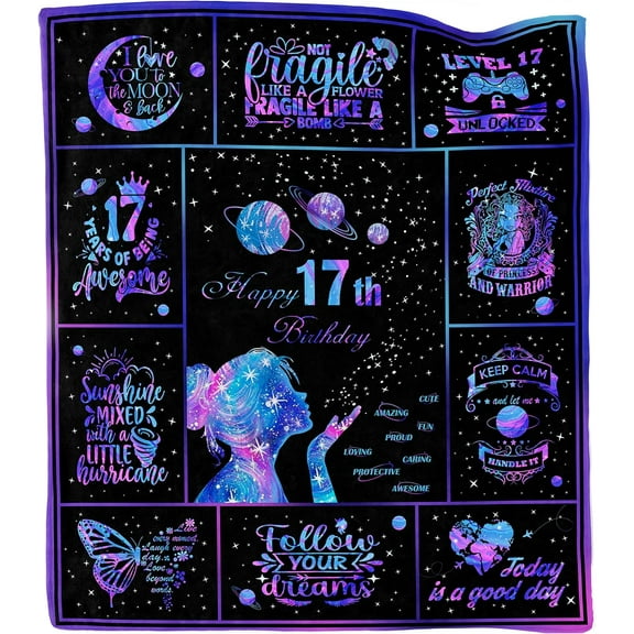 17 Year Old Girl Gift Ideas Blanket, 17th Birthday Gifts for Girls, Gifts for 17 Year Old Girl, Birthday Gifts for 17 Year Old Girls, 17th Birthday Decorations for Girls Throw Blanket 60"X50"