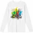 thumbnail image 4 of Colorful Eiffel Tower Adult White Crew Neck Long Sleeve Tee-3XL, 4 of 6