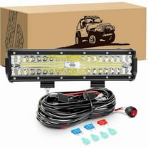 Waywe 12inch 300W Triple Row Led Light Bar Spot Flood Combo Driving Lighting Off Road Lights Led Lamp Working Light with 16AWG Wiring Harness for Truck Golf Cart SUV ATV UTV Boat