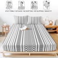 thumbnail image 5 of Cal.King Size Fitted Sheet Set - Black White Striped 3 Piece Bedding Sets 16" Deep Pocket Fitted Sheet with 2 Pillowcases, Modern Farmhouse Geometric Brushed Microfiber Hotel Luxury Bed Sheets, 5 of 9