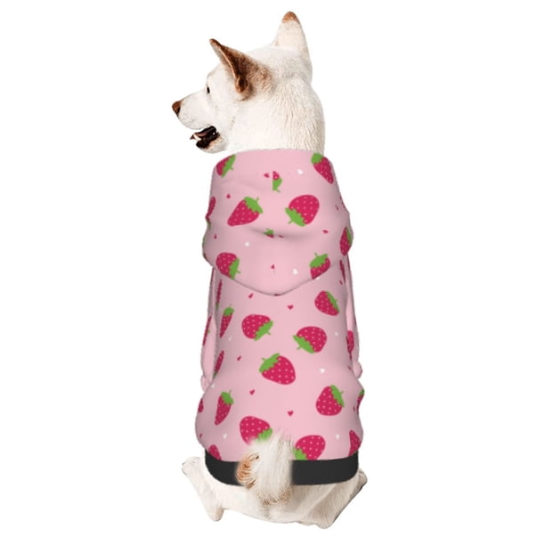 Fotbe Strawberries Sudadera con Estampado para Perros Pequeños – Suéter con Capucha para Mascotas, Tela Suave de Forro Polar con Bolsillo-Medium
