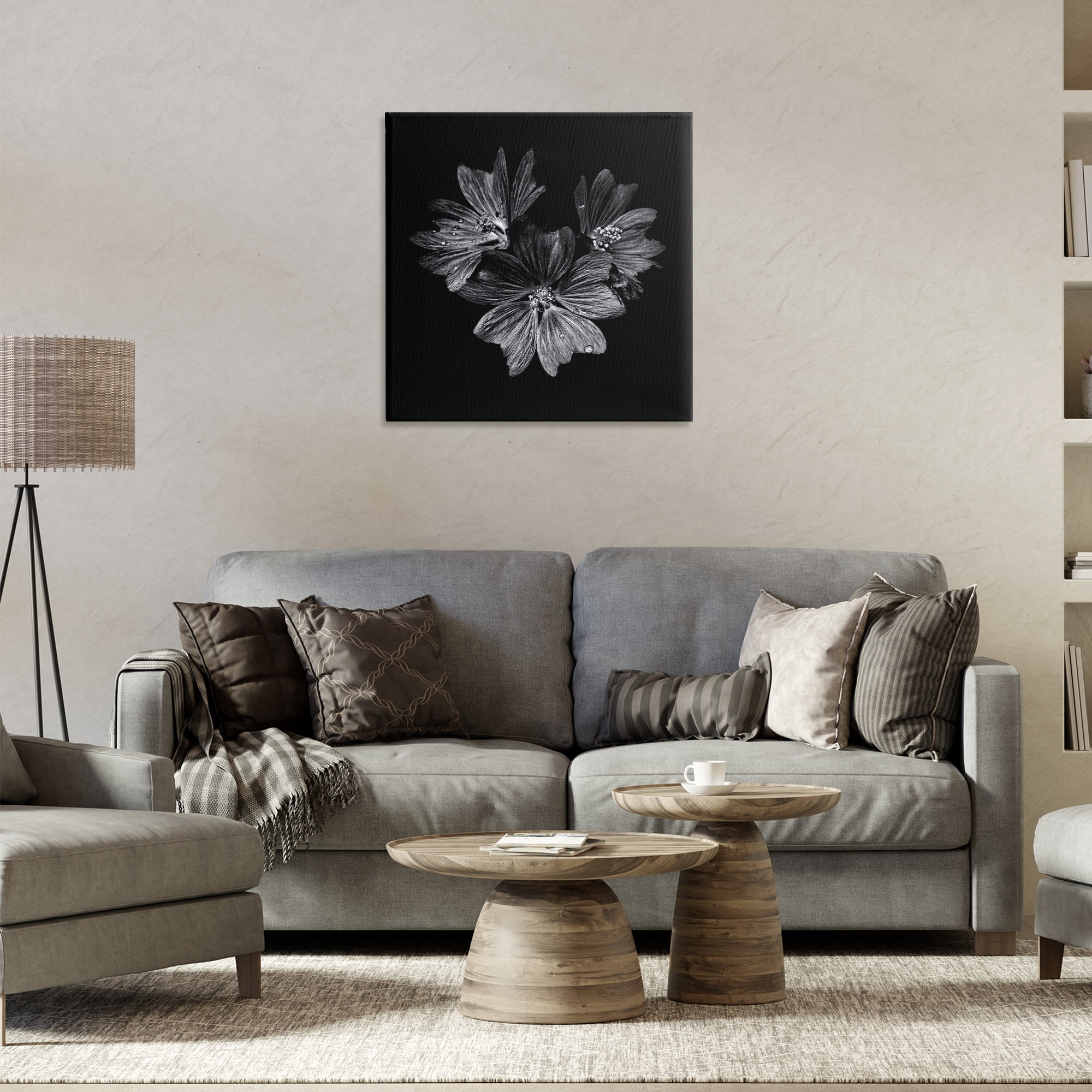 Stupell Industries Blossom Trio on Black Plants & Flowers Photography Wrapped Canvas Art Print Wall Art, 24 x 24