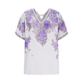 thumbnail image 2 of TaTaai Women’s V Neck Printed Short Sleeve T Shirts Casual Loose Blouses Soft Polyester Tops Summer Spring Daily Tees Gift, 2 of 6