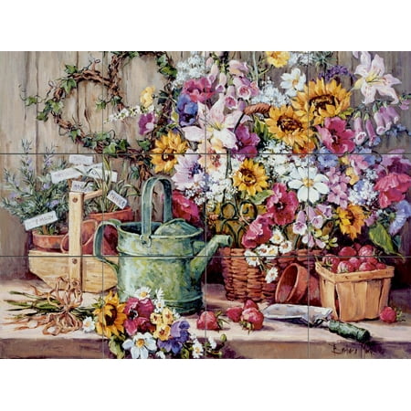 Tile Mural Kitchen Backsplash - The Potting Bench-BM - by Barbara Mock