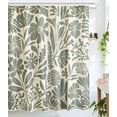 thumbnail image 2 of Black Vintage Floral Faux Linen Shower Curtain for Bathroom Decor - 210GSM Heavy Duty Modern Farmhouse Country Rustic Matisse Plants Botanical Shower Curtain Set with Hooks, 2 of 6