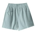thumbnail image 5 of Women Summer Shorts Summer Solid Wide Leg Mid Thigh Shorts with Pocket Casual Beach Shorts Breathable Lightweight Home Wear Womens Workout Shorts Mint Green L, 5 of 5