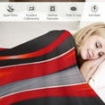 thumbnail image 3 of ONETECH Geometry Stripe Print Flannel Throw Blanket Kids,Modern for Bed Sofa Couch,All Season Red Black Grey Bed Blanket Breathable Plush Blanket Room Decor Throw, 3 of 6