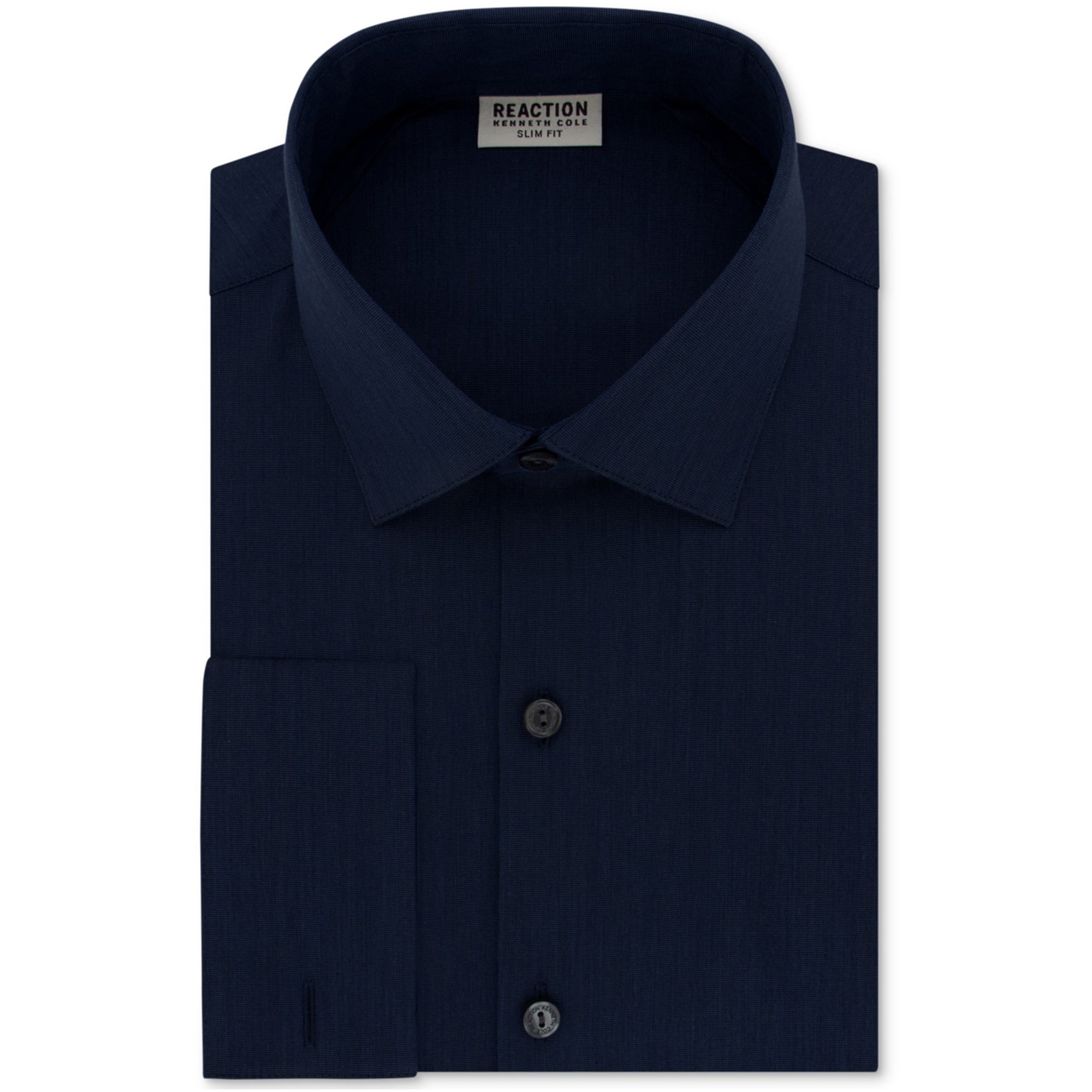 Kenneth Cole Men's Cotton Blend Techni-Cole Slim Fit Patterned Dress Shirt Blue 
