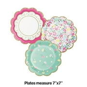 Floral Tea Party Scalloped Dessert Plates, 8 Count
