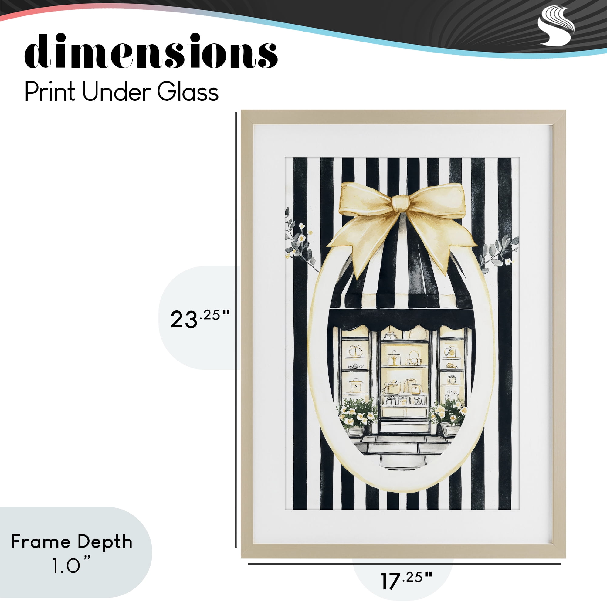 Stupell Industries Maison Striped Boutique Window Birch Framed Print Under Glass, design by Petal Prints Design