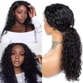thumbnail image 2 of Peluca Frontal Rizada Peluca Sintética Ajustable Peluca De Cabello Humano Rizado De Onda Negra Larga Con Papel De Respaldo De Red Para El Cabello Para Mujeres Regalo De Uso Diario, 2 of 5