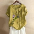 thumbnail image 2 of PATLOLLAV Womens Tops,Women Summer Casual Round Neck Short Sleeve Flower Print Loose Shirts Tops, 2 of 6