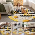 thumbnail image 5 of Spring Bees Daisy Round Area Rug 4Ft Washable Circle Rugs for Bedroom Dining Room, Rustic Tulips Dots Black Striped Burlap Non-Slip Carpet Floor Mats Indoor Outdoor Carpet Runner Aesthetic Home Decor, 5 of 8