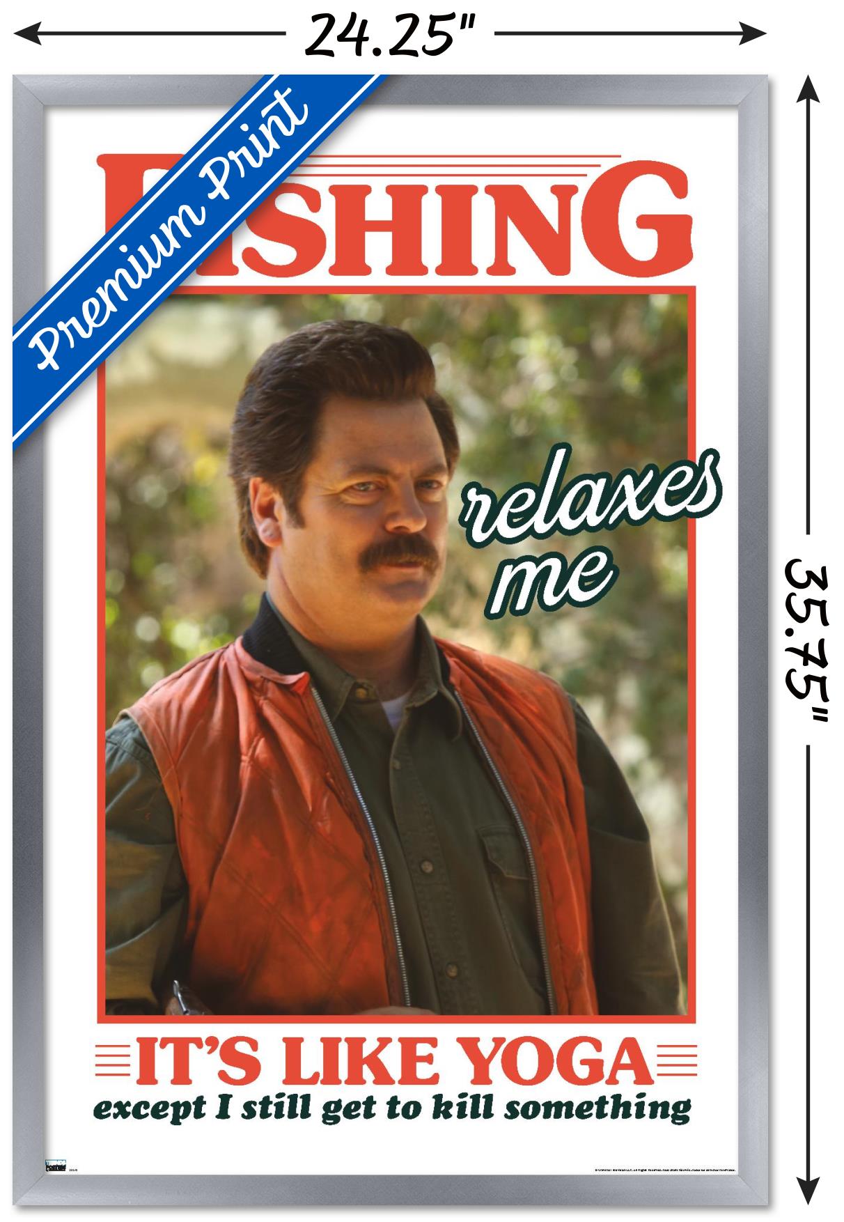 Parks and Recreation - Ron Swanson Fishing Wall Poster, 22.375" x 34" Framed
