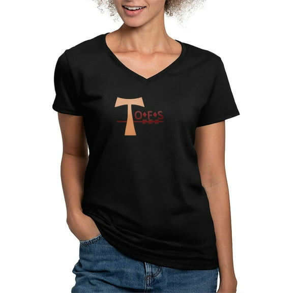 CafePress - OFS Secular Franciscan Order T Shirt - Women's V-Neck Dark T-Shirt