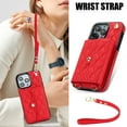 thumbnail image 5 of for iPhone 16 Pro Max Case, Wallet Phone PU Leather Case with Card Holder Crossbody Cover for Women Girls Strap Wristlet RFID Blocking Shockproof Protective Cover for iPhone 16 Pro Max, Red, 5 of 9
