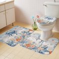 thumbnail image 4 of Oceans Marine Life Bathroom Rugs Set Coastal Orange Blue Crabs Starfish Retro Wood Non Slip Absorbent Soft Bath Mats 3 Piece Set with Bathroom Rug, U-Shaped Floor Mat, Toilet Seat Cover Small Size, 4 of 9