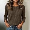thumbnail image 2 of Noric Women's 3/4 Length Sleeve Tops Crew Neck Ribbed Knit Pullover Casual Loose Fit Lightweight Blouse, 2 of 7