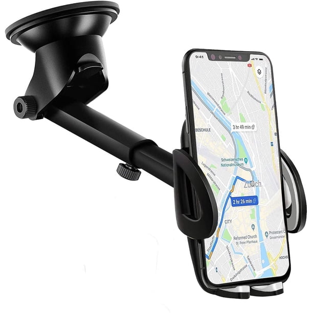 Soporte de teléfono para coche, color negro, 2 en 1, rotación de 360°, universal, portátil, con ventosa para parabrisas.