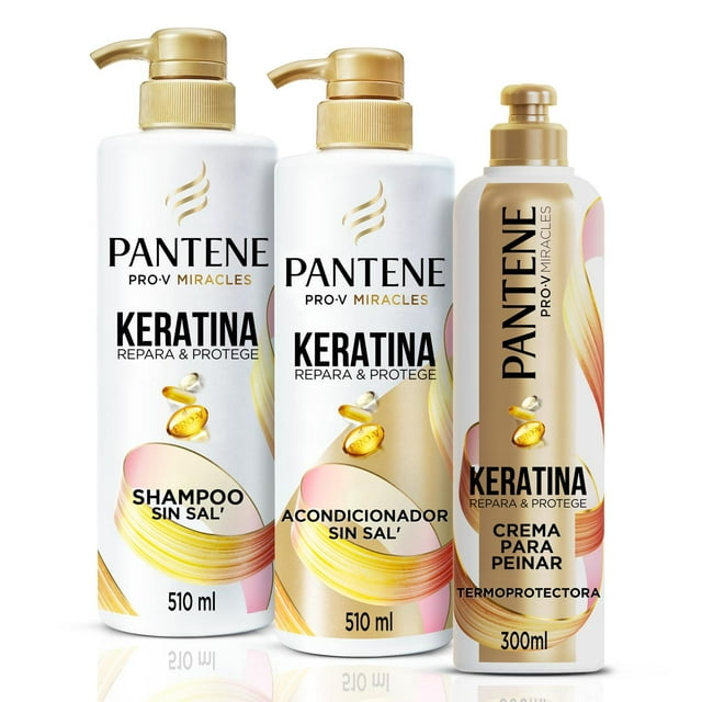 Pantene Shampoo sin sal' cabello seco Keratina con Pro Vitamina B5 510 ml + Acondicionador 510 + Cre