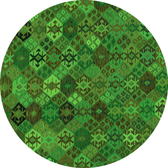 Ahgly Company Indoor Round Abstract Green Modern Area Rugs, 5' Round