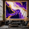 thumbnail image 6 of Purple, White and Gold Vortex Across Flowing Swirls, Dramatic Abstract for Art Lovers, Fluid Art Decor, Housewarming Gift, Tapestry Wall Hanging for Living Room and Studio, 6 of 7