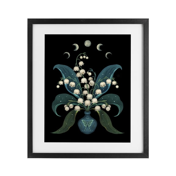 Stupell Industries Lunar Lily Of Valley Black Framed Print Under Glass, design by Episodic Drawings