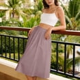 thumbnail image 4 of ZHOGXU Women'S Skirt Summer Elastic Waist Solid Color A Line Flowy Elegant Comfortable Mid Length Skirt For Everyday Wear,Pink,Xs, 4 of 7