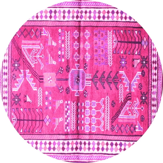 Ahgly Company Indoor Round Animal Pink Traditional Area Rugs, 7' Round