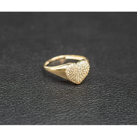 14k Real Solid Gold Heart Ring, 14k Solid Gold Women Heart Ring, Heart Symbol Gold Ring for Women, Gift,Real Gold Ring, 14k Sigma Heart Ring (Ring size:6;)