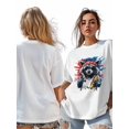 thumbnail image 7 of Women's T-Shirt Raccoon Hot Dog American Short Sleeve Casual Tee Classic Crew Neck T Shirt for Women White, 3XL, 7 of 7