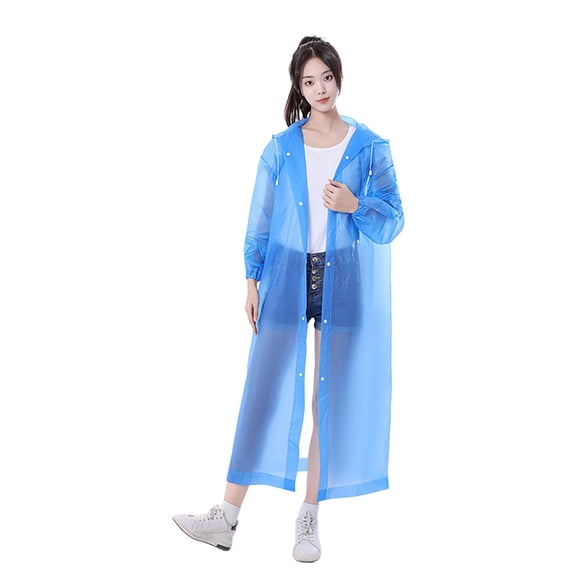 Yhmxh Unisex Rain Poncho EVA Raincoat with Drawstring Hood and Elastic Cuffs, Reusable Waterproof Rain Jacket with Button Closure, Lightweight Long Raincoats for Commuting Walking Travel Cycling