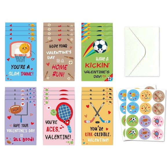 Tarjetas de San Valentín HEYINSHEN Kids con sobres y pegatinas