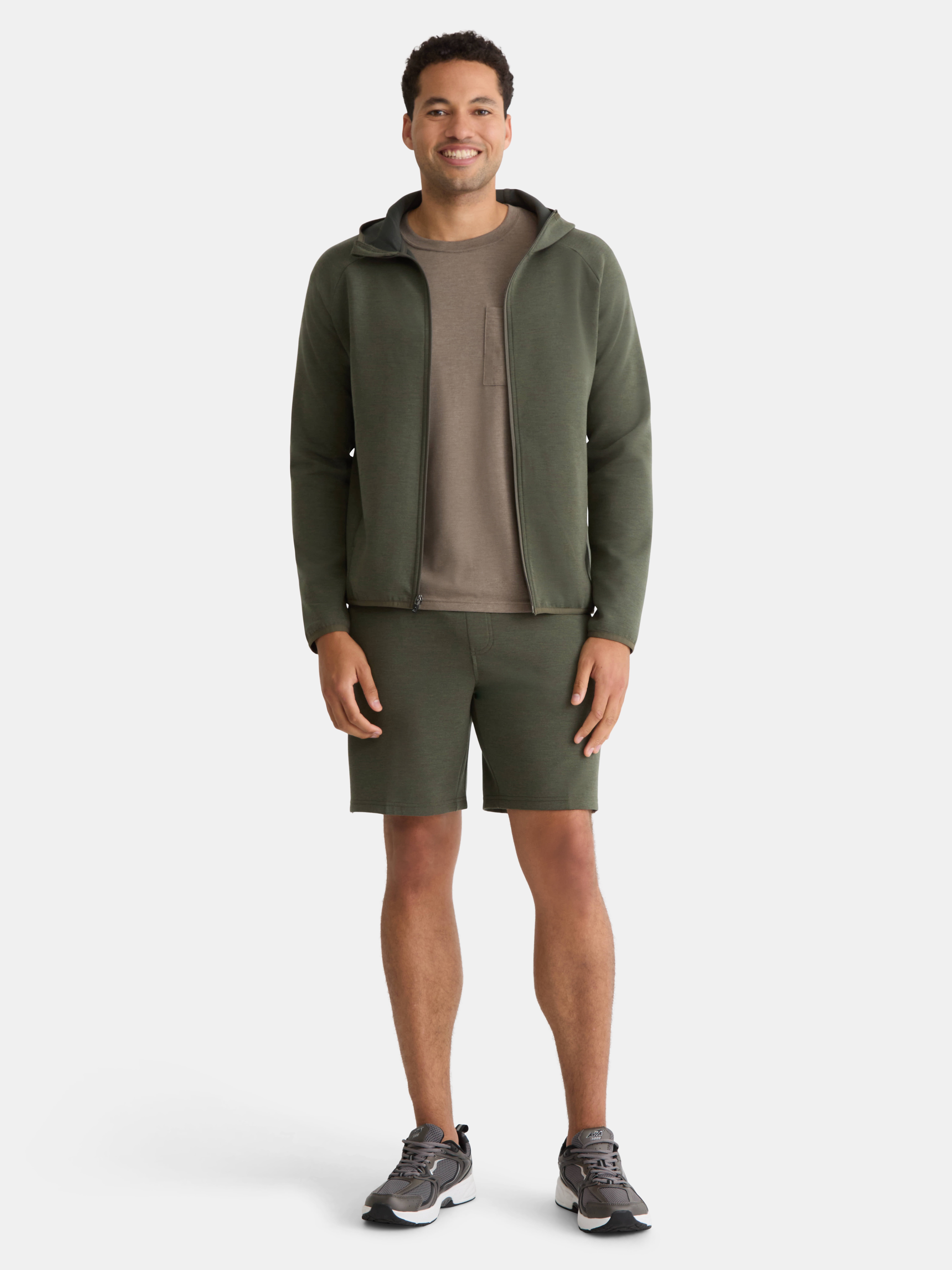 Athletic Works Men's and Big & Tall Fusion Double Knit Full Zip Hooded Sweatshirt Jacket, Sizes S-5XL