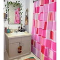 thumbnail image 2 of Colorful Pink Fabric Shower Curtain for Bathroom Aesthetic Decor, Heavy Duty Bright Abstract Geometric Modern Y2K Simple Groovy Preppy Shower Curtain Set with Hooks, 2 of 6