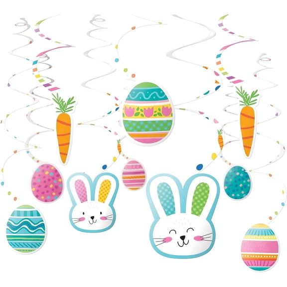 Funny Bunny Rabbit Cute Easter Spring Holiday Party Hanging Swirl Decorations