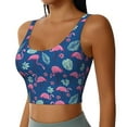 thumbnail image 2 of Fotbe Plants And Flamingos Pattern Womens' Sports Bra Longline Wirefree Padded with Medium Support Sports Moisture-Wicking Workou Vest,Tank Top-Small, 2 of 9